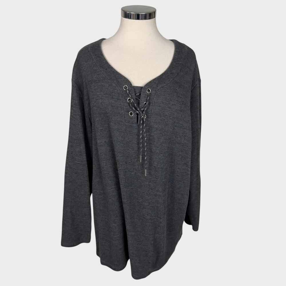 Liz & Me for Catherines 2X 22/24W Gray Cotton Polyester Top